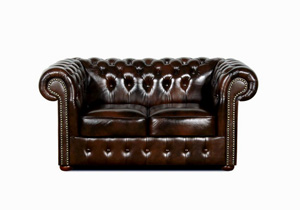 Chesterfield Klassik leder braun zweir sofa 