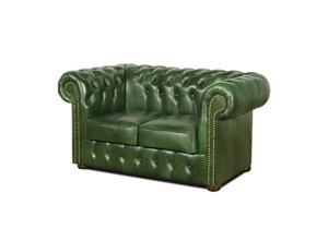 Chesterfield Klassik Antik Grun Sofa, Garnitur