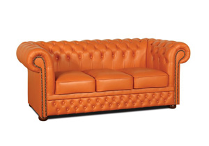 Chesterfields Klassik Orange Sofa Garnitur