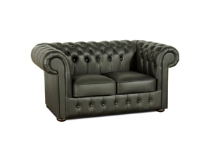 Chesterfield Klassik Schwarz Sofa Garnitur