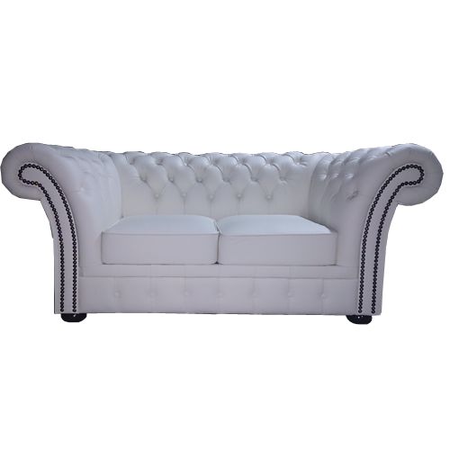 Chesterfield Windchester 2 sitzer Ledersofa Weiss (K1)