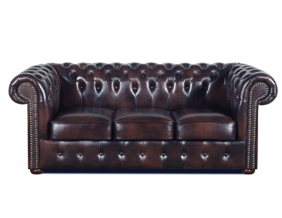 Chesterfield Classic 3 sitzer Ledersofa Antikbraun(A5)