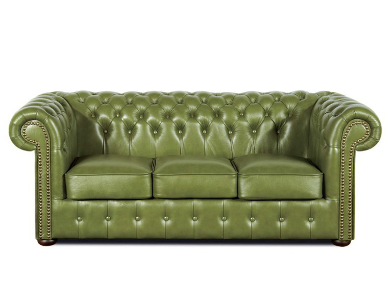 Classic 3 sitzer Ledersofa Olive