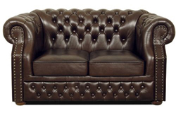 Chesterfield Windsor braun 2-sitzer ledersofa