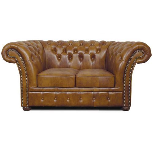 Chesterfield Windchester 2 sitzer Ledersofa Antikgold (S12)