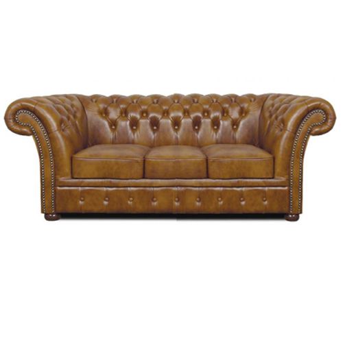 Chesterfield Windchester 3 sitzer Ledersofa Antikgold (S12)