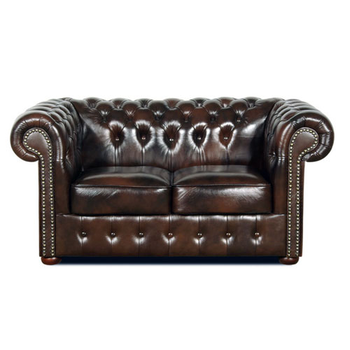 Chesterfield Classic 2-Sitzer Ledersofa Antikbraun (A5)