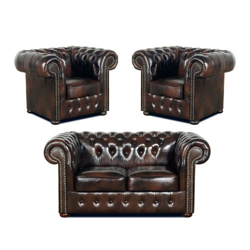 Chesterfield Klassik leder Sitzgarnitur 2+1+1 Antikbraun(A5)