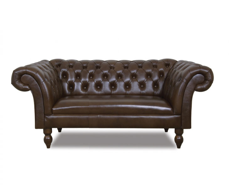 Chesterfield Diva 2 sitzer Ledersofa Antikbraun (A5)