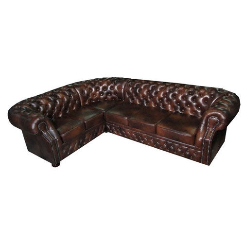 Chesterfield Windsor 2+3 Ecksofa 220x265 Antikbraun (A5)