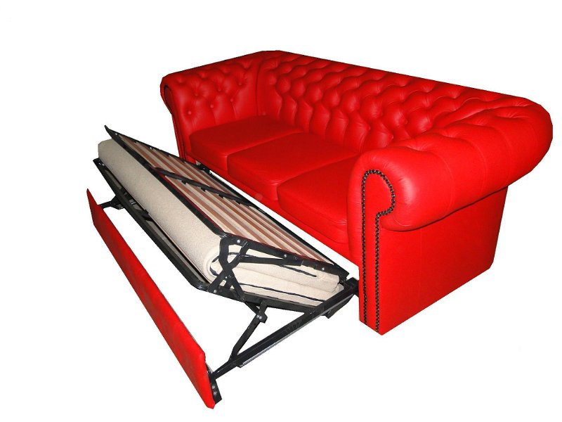 Chesterfield Klassik 3er Schlafsofa Rot (K55)