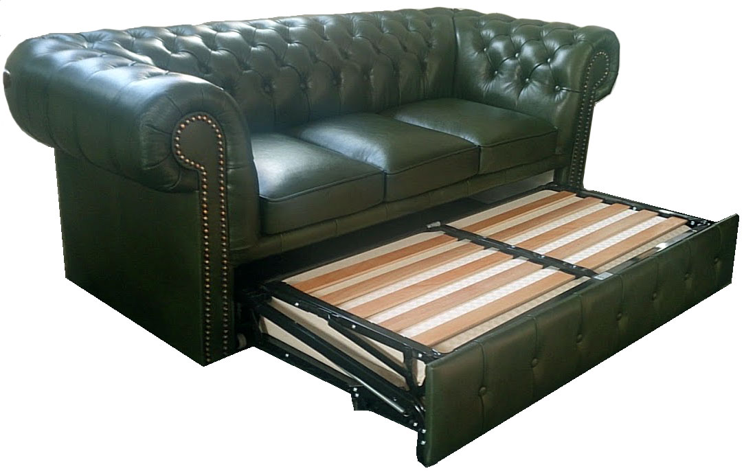 Chesterfield Klassik 3er Schlafsofa Antikgrun A8