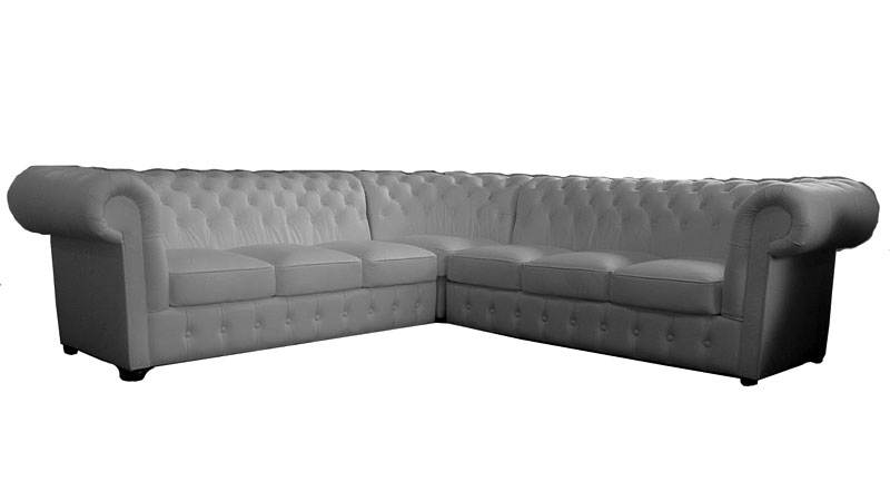 Chesterfield Klassik leder Ecksofa 3+3 (260cm x 260cm) Weiss (K1