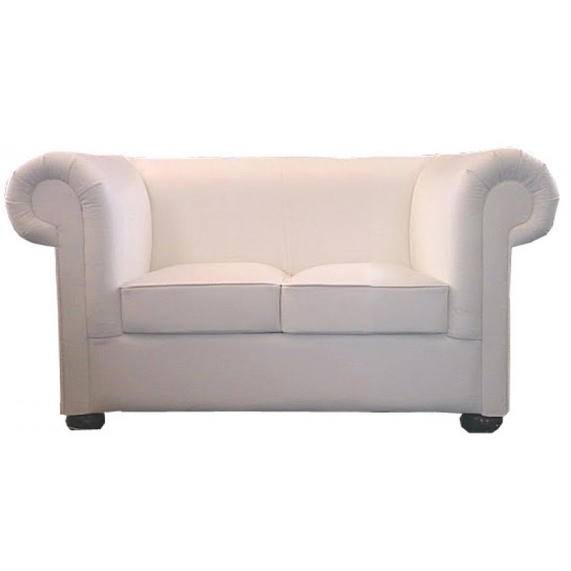 Chesterfield London 2 sitzer Ledersofa Weiss (K1)