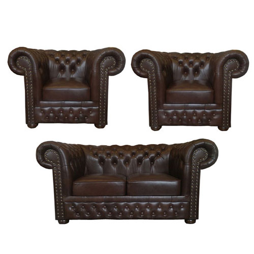 Chesterfield Lord Sitzgarnitur 2+1+1 Antikbraun (A5)