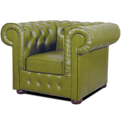 Chesterfield Mark Ledersessel Olivegrun