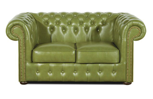 Chesterfield Classic 2-Sitzer Ledersofa Olivgrn (S14)