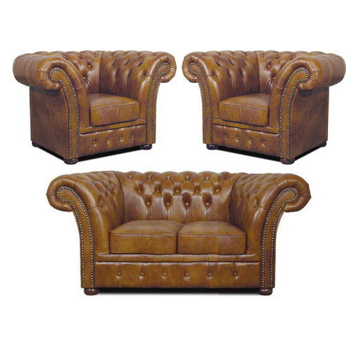 Chesterfield Windchester Ledergarnitur 211 Antikgold (S12