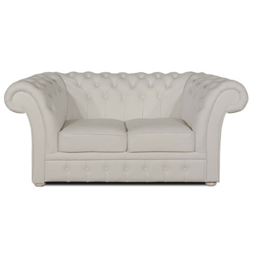 Chesterfield Windchester 2 sitzer Ledersofa Off Weiss (K2)