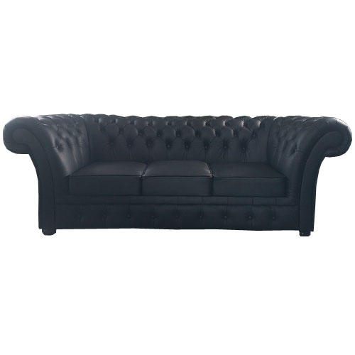 Chesterfield Windchester 3 sitzer Ledersofa Schwarz (K70)