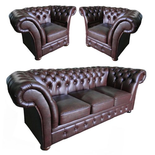 Chesterfield Windchester leder Sitzgarnitur 3+1+1 Antikbraun (A5