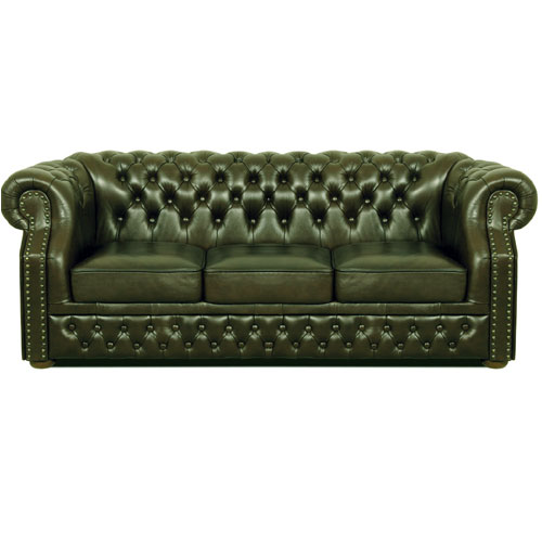 Chesterfield Windsor 3 sitzer Ledersofa Antikgrn (A8)