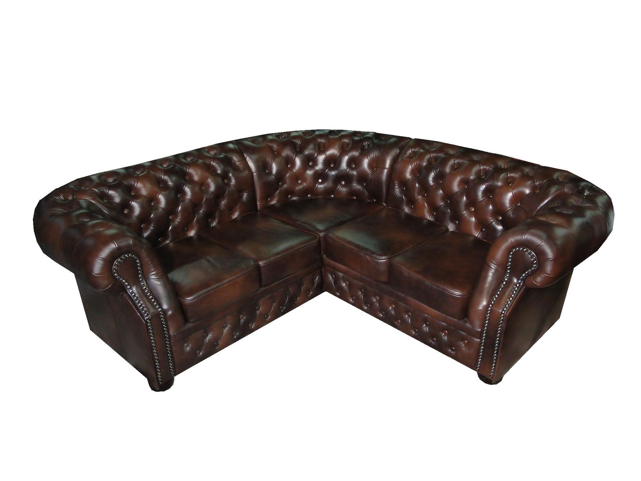 Chesterfield Windsor 2+2 Ecksofa 220x220 Antikbraun (A5)