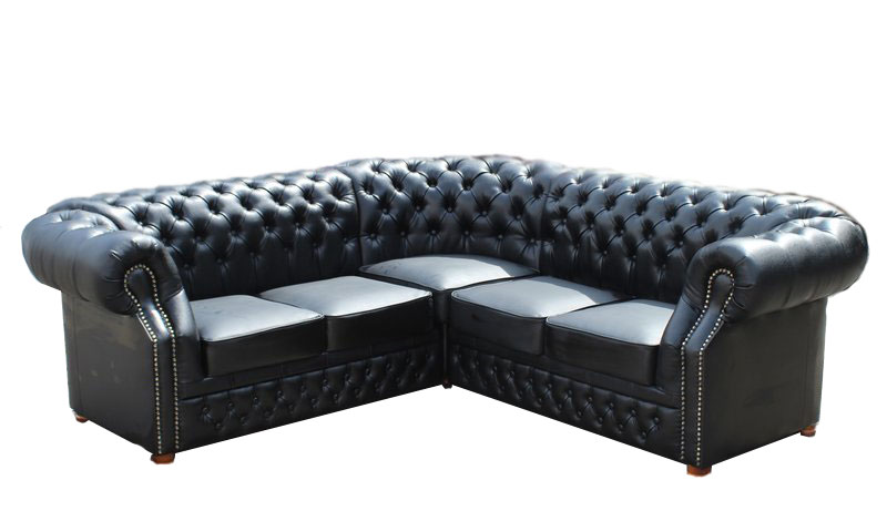 Chesterfield Windsor 2+2 Ecksofa 220x220 Schwarz (K70)