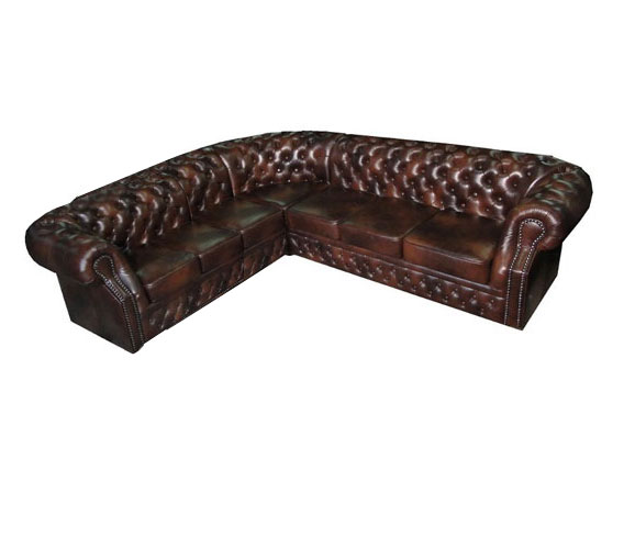 Chesterfield Windsor 3+3 Ecksofa 265x265 Antikbraun (A5)